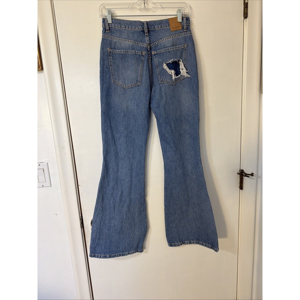 Free People New Dawn Flare High Rise Jeans Button Fly In Victoria Blue Sz 24 - Picture 4 of 8